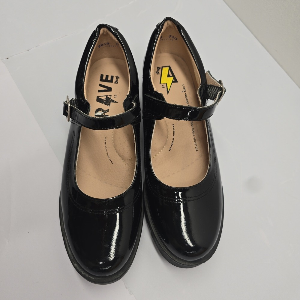 Dogi Black Patent Leather Chunky Lug Sole Mary Jane Shoes Womens Size 39 8.5 - Picture 2 of 7